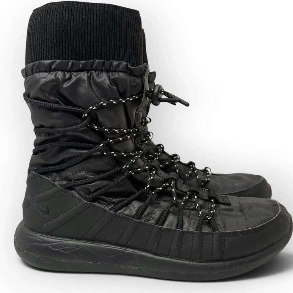 Nike Roshe Two Hi Flyknit Black Winter Boots Womens Size 8